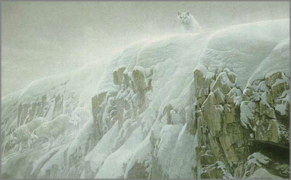 Image result for painting freezing winter mountains wolves