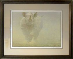 Robert Bateman - Power Play - Rhinoceros - framed Robert Bateman - Power Play - Rhinoceros - framed