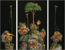 James C. Christensen - Six Bird Hunters in Full Camouflage