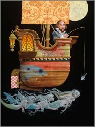 James C. Christensen - Fishing for Mermaids