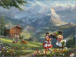 Thomas Kinkade - Mickey and Minnie in the Alps