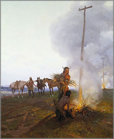 Tom Lovell - Fires Along the Oregon Trail