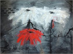 Annie Rodrigue - White Flowers with Red